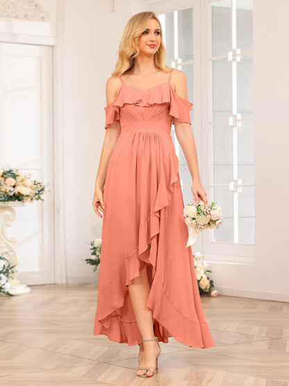 Forme Princesse Bretelles spaghetti Longue Robes de soirée de mariage avec Volants