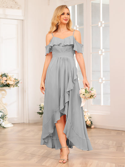 Forme Princesse Bretelles spaghetti Longue Robes de soirée de mariage avec Volants