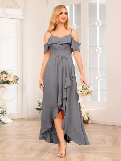 Forme Princesse Bretelles spaghetti Longue Robes de soirée de mariage avec Volants