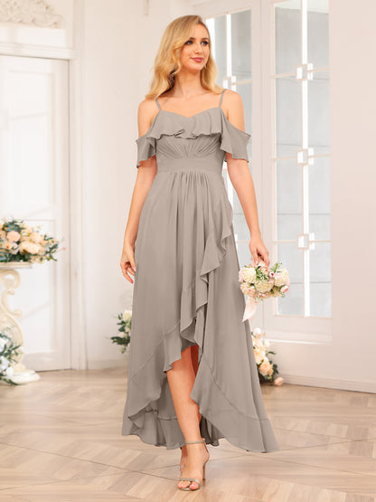 Forme Princesse Bretelles spaghetti Longue Robes de soirée de mariage avec Volants