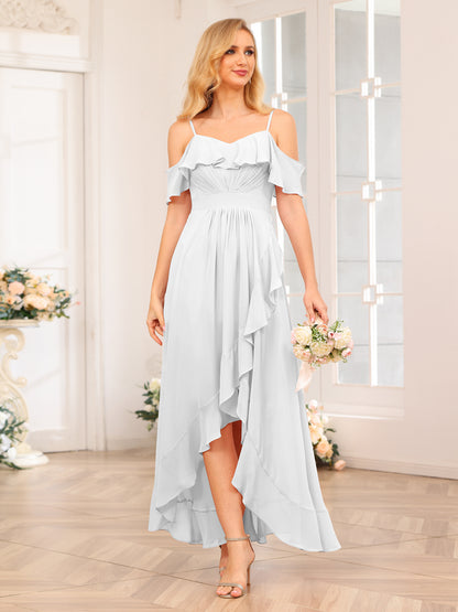 Forme Princesse Bretelles spaghetti Longue Robes de soirée de mariage avec Volants