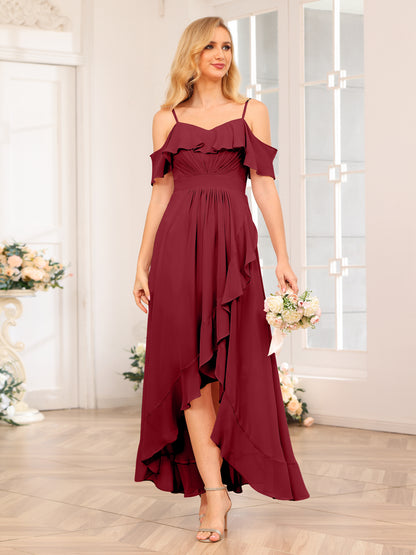 Forme Princesse Bretelles spaghetti Longue Robes de soirée de mariage avec Volants