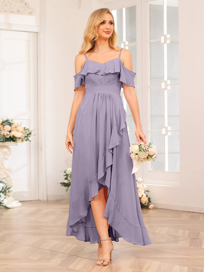 Forme Princesse Bretelles spaghetti Longue Robes de soirée de mariage avec Volants