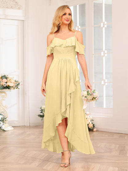Forme Princesse Bretelles spaghetti Longue Robes de soirée de mariage avec Volants
