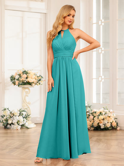 Forme Princesse Licou Longue Robes de soirée de mariage avec Côté fendu