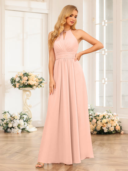 Forme Princesse Licou Longue Robes de soirée de mariage avec Côté fendu