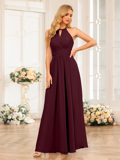 Forme Princesse Licou Longue Robes de soirée de mariage avec Côté fendu