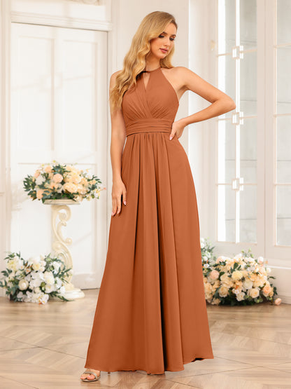 Forme Princesse Licou Longue Robes de soirée de mariage avec Côté fendu