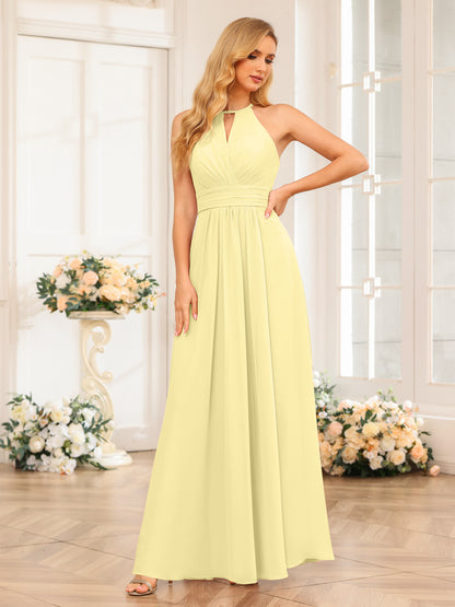 Forme Princesse Licou Longue Robes de soirée de mariage avec Côté fendu