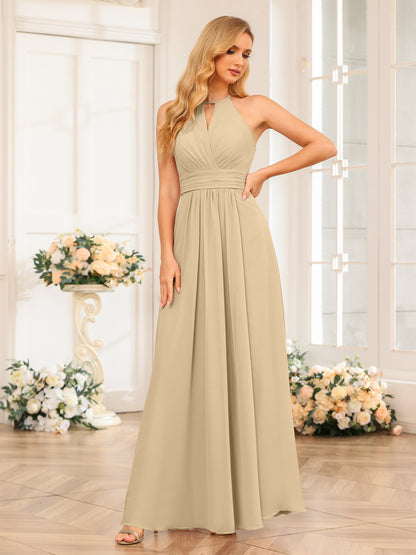 Forme Princesse Licou Longue Robes de soirée de mariage avec Côté fendu