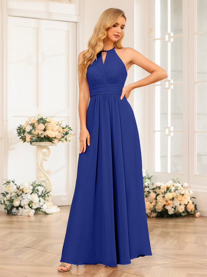 Forme Princesse Licou Longue Robes de soirée de mariage avec Côté fendu