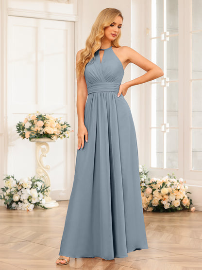 Forme Princesse Licou Longue Robes de soirée de mariage avec Côté fendu