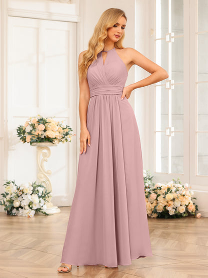 Forme Princesse Licou Longue Robes de soirée de mariage avec Côté fendu