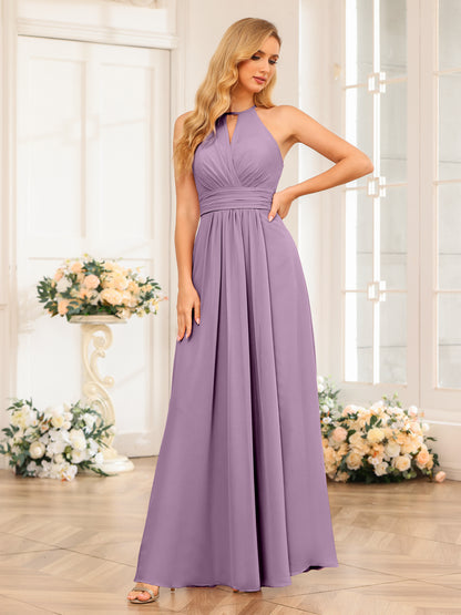 Forme Princesse Licou Longue Robes de soirée de mariage avec Côté fendu