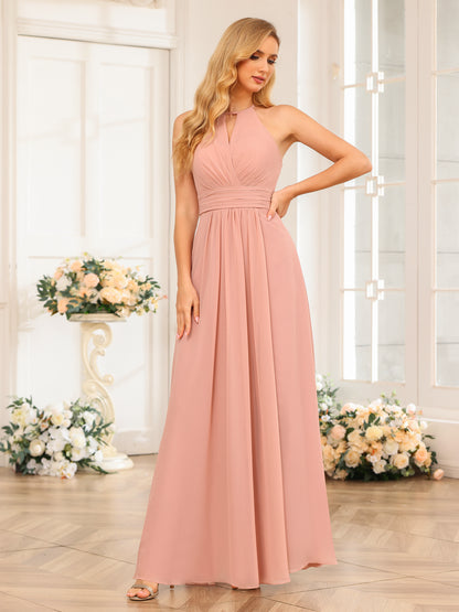Forme Princesse Licou Longue Robes de soirée de mariage avec Côté fendu