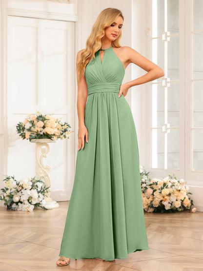 Forme Princesse Licou Longue Robes de soirée de mariage avec Côté fendu