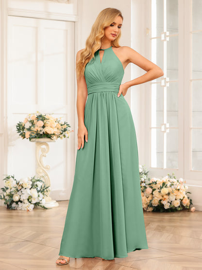 Forme Princesse Licou Longue Robes de soirée de mariage avec Côté fendu