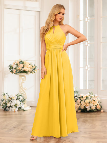Forme Princesse Licou Longue Robes de soirée de mariage avec Côté fendu