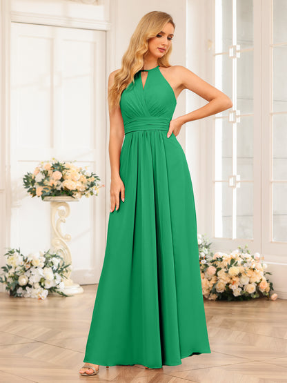 Forme Princesse Licou Longue Robes de soirée de mariage avec Côté fendu