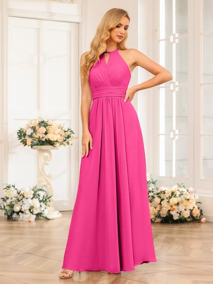 Forme Princesse Licou Longue Robes de soirée de mariage avec Côté fendu