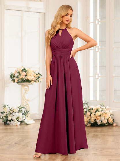 Forme Princesse Licou Longue Robes de soirée de mariage avec Côté fendu