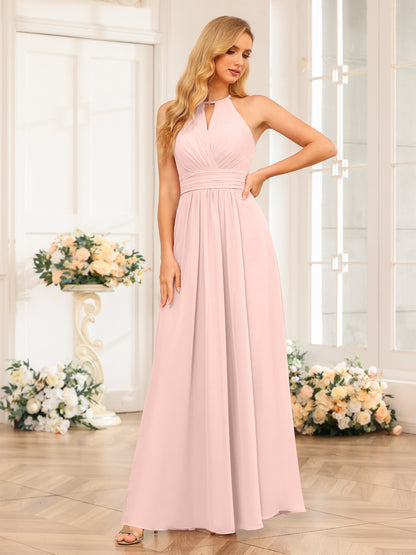 Forme Princesse Licou Longue Robes de soirée de mariage avec Côté fendu