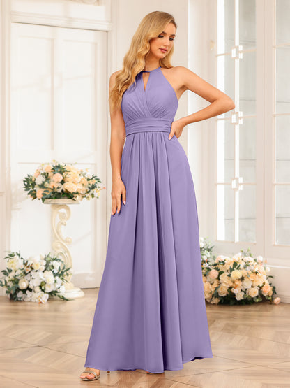 Forme Princesse Licou Longue Robes de soirée de mariage avec Côté fendu
