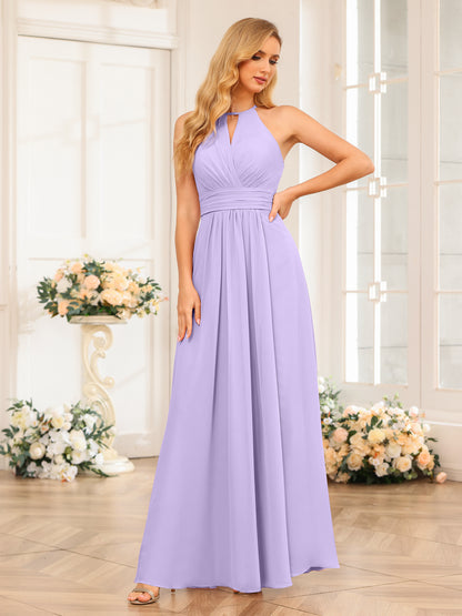 Forme Princesse Licou Longue Robes de soirée de mariage avec Côté fendu