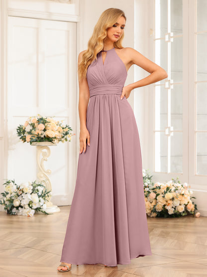 Forme Princesse Licou Longue Robes de soirée de mariage avec Côté fendu