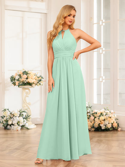 Forme Princesse Licou Longue Robes de soirée de mariage avec Côté fendu