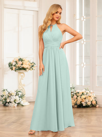 Forme Princesse Licou Longue Robes de soirée de mariage avec Côté fendu