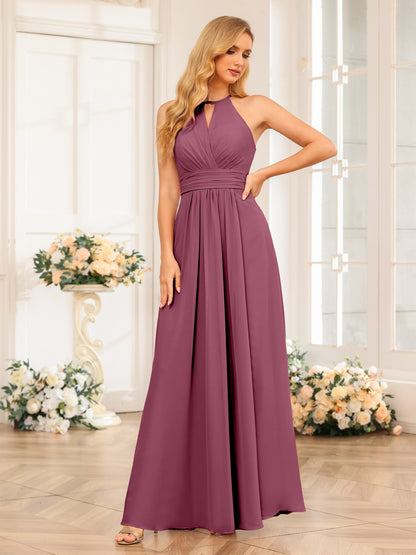 Forme Princesse Licou Longue Robes de soirée de mariage avec Côté fendu