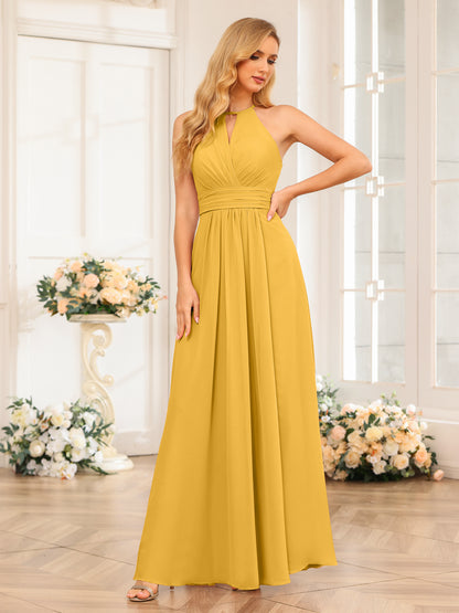 Forme Princesse Licou Longue Robes de soirée de mariage avec Côté fendu