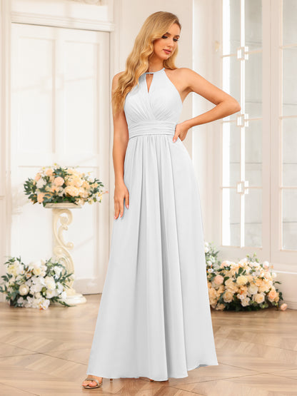 Forme Princesse Licou Longue Robes de soirée de mariage avec Côté fendu