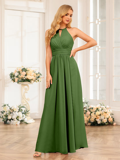Forme Princesse Licou Longue Robes de soirée de mariage avec Côté fendu