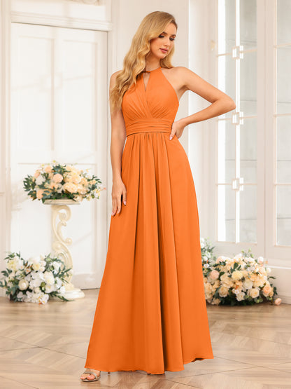 Forme Princesse Licou Longue Robes de soirée de mariage avec Côté fendu