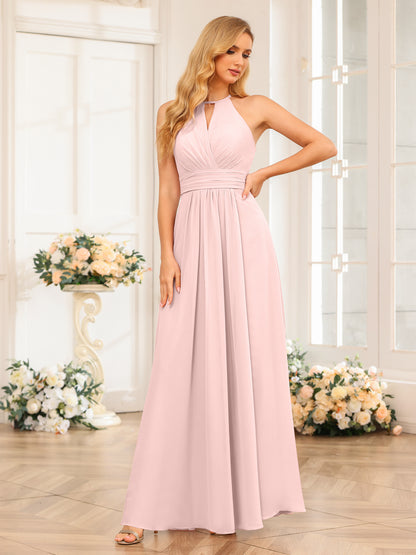 Forme Princesse Licou Longue Robes de soirée de mariage avec Côté fendu
