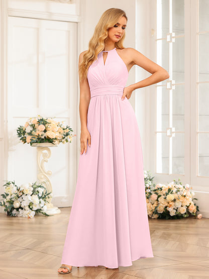Forme Princesse Licou Longue Robes de soirée de mariage avec Côté fendu
