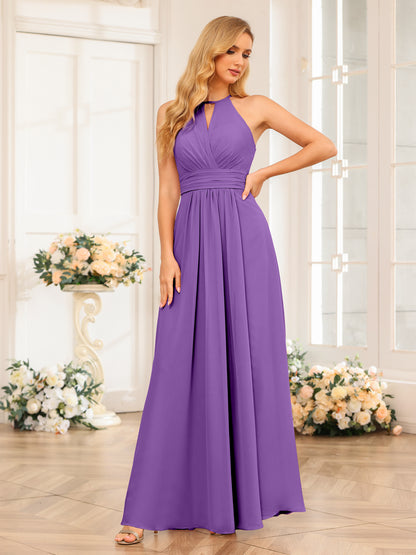 Forme Princesse Licou Longue Robes de soirée de mariage avec Côté fendu