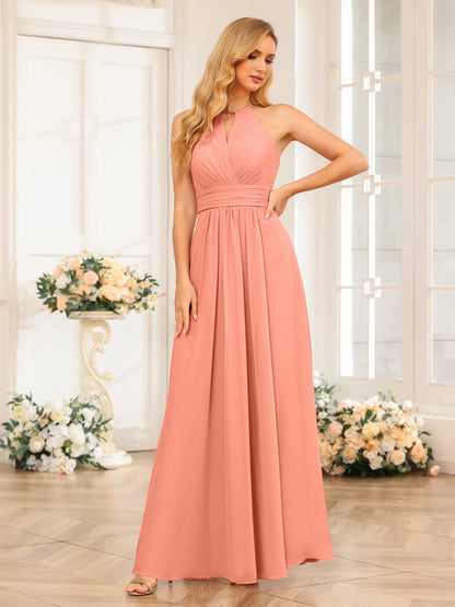 Forme Princesse Licou Longue Robes de soirée de mariage avec Côté fendu