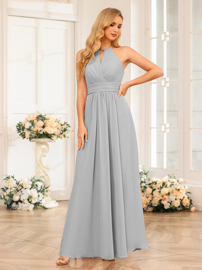 Forme Princesse Licou Longue Robes de soirée de mariage avec Côté fendu
