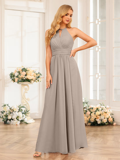 Forme Princesse Licou Longue Robes de soirée de mariage avec Côté fendu