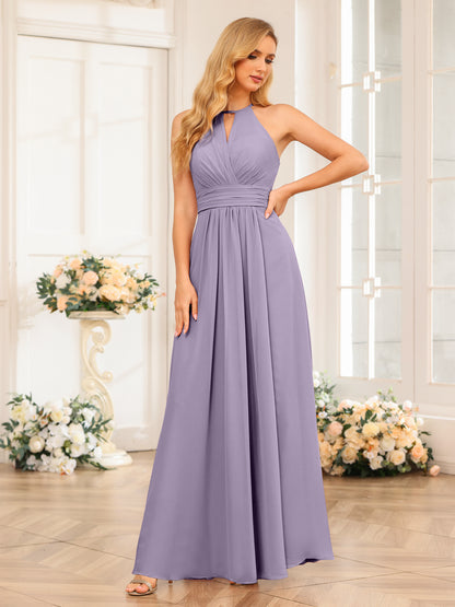 Forme Princesse Licou Longue Robes de soirée de mariage avec Côté fendu
