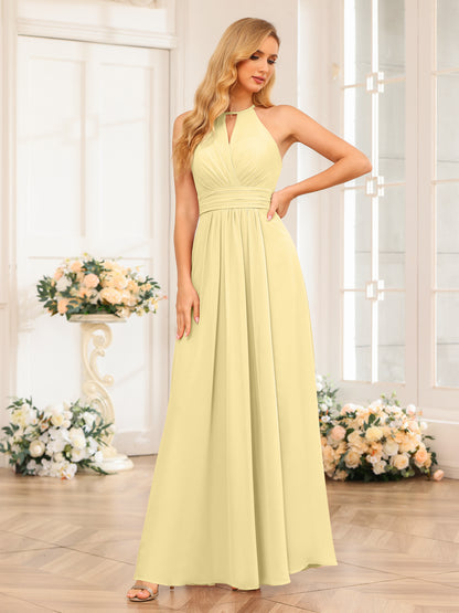 Forme Princesse Licou Longue Robes de soirée de mariage avec Côté fendu