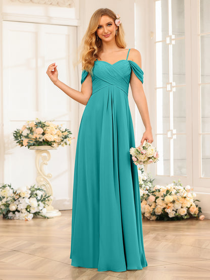Forme Princesse Bretelles spaghetti Longue Robes de soirée de mariage avec Ruché