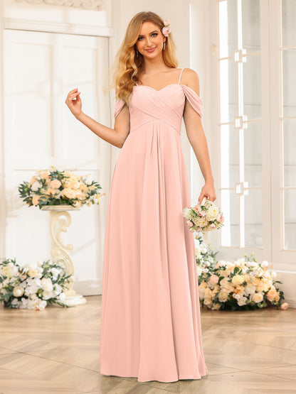 Forme Princesse Bretelles spaghetti Longue Robes de soirée de mariage avec Ruché