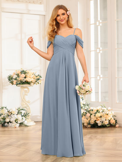 Forme Princesse Bretelles spaghetti Longue Robes de soirée de mariage avec Ruché