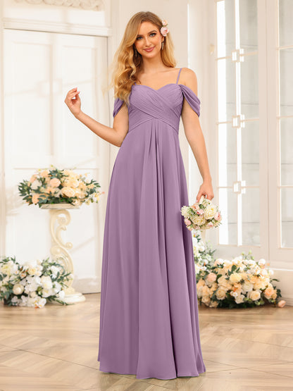 Forme Princesse Bretelles spaghetti Longue Robes de soirée de mariage avec Ruché