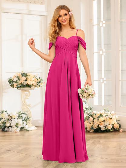 Forme Princesse Bretelles spaghetti Longue Robes de soirée de mariage avec Ruché