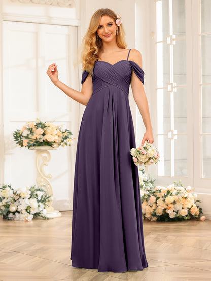 Forme Princesse Bretelles spaghetti Longue Robes de soirée de mariage avec Ruché